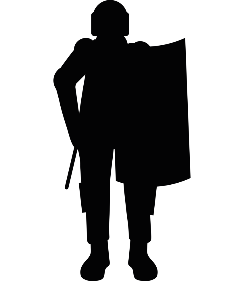 A silhouette of a man holding a sword png