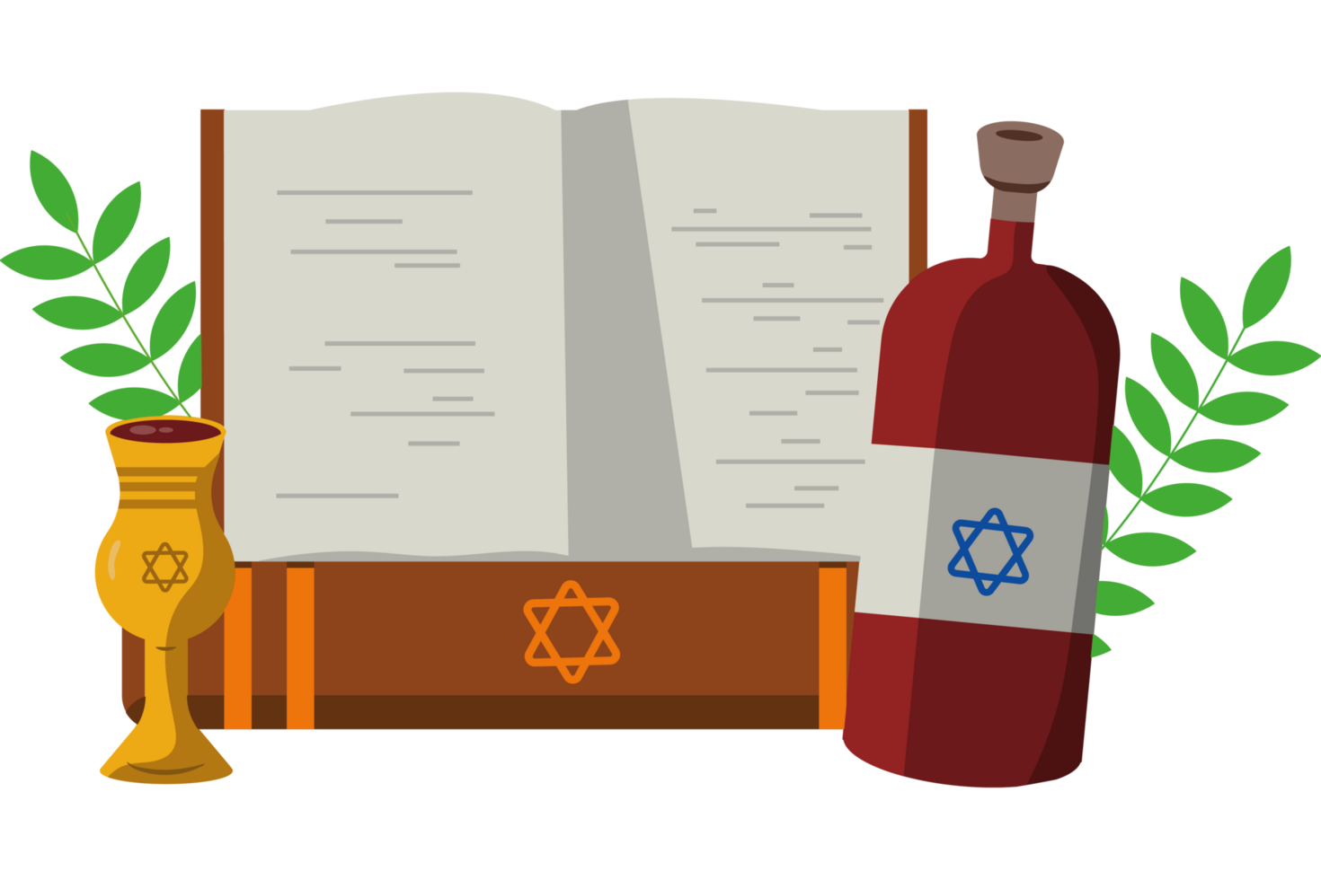 Jewish books and wine png