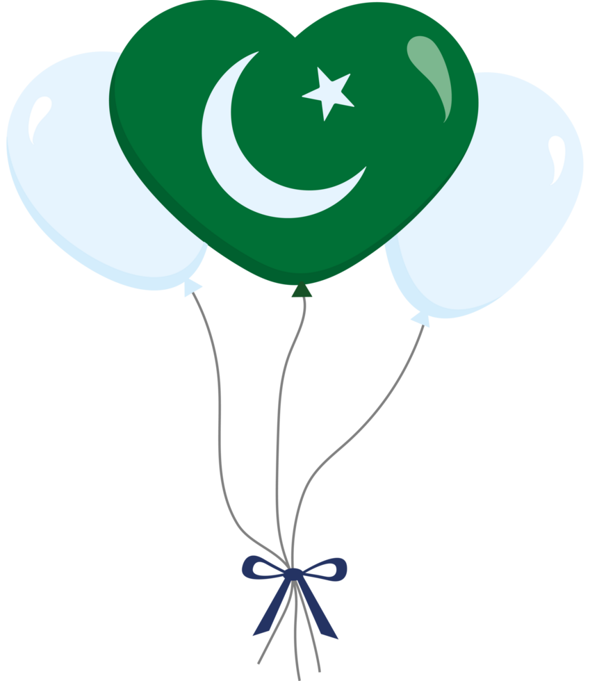 Pakistan flag heart balloons png