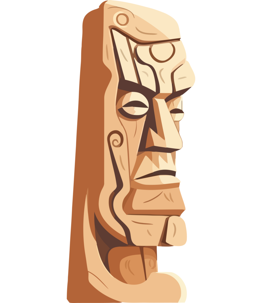 An image of a wooden tiki head png