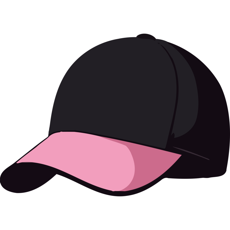A black baseball cap with pink trim png