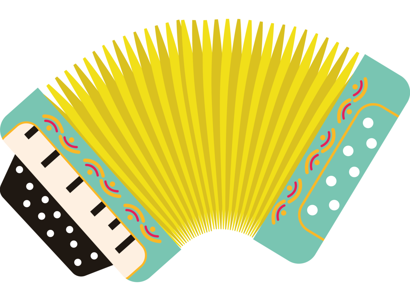An accordion with a blue and yellow color png