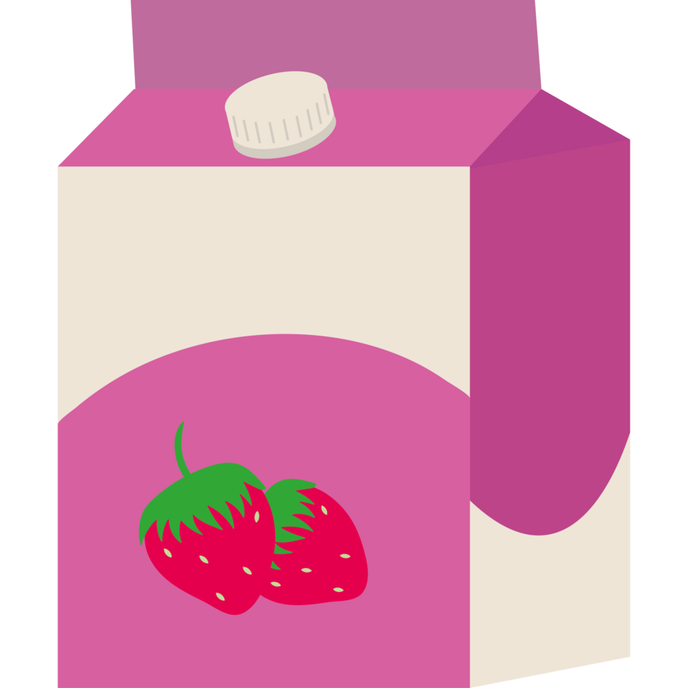 A carton of milk with strawberries on it png