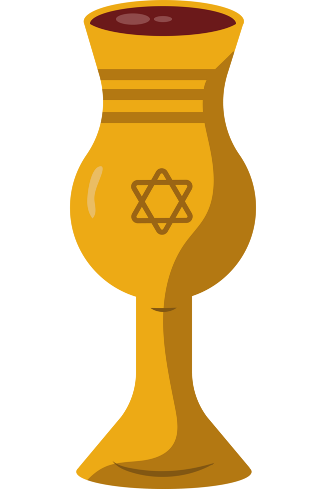 A golden cup with a star of david on it png