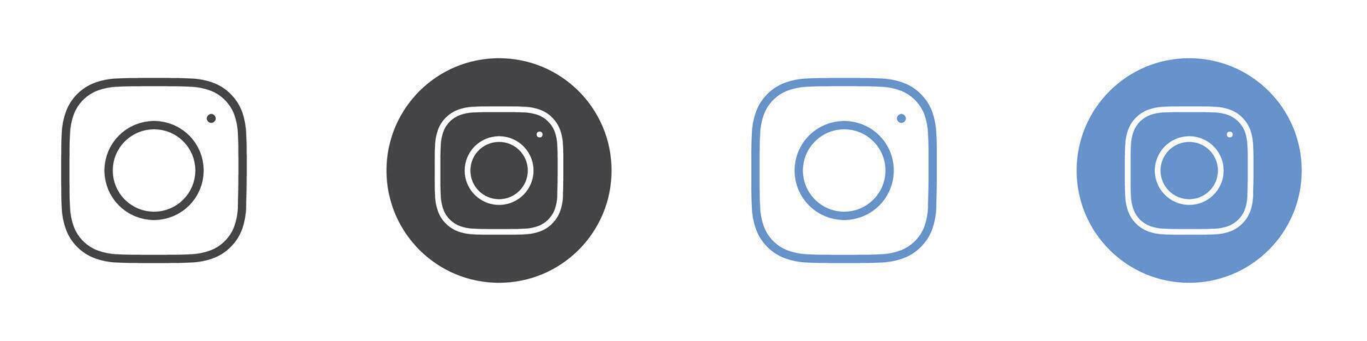 Instagram icon Flat set in black and white color vector