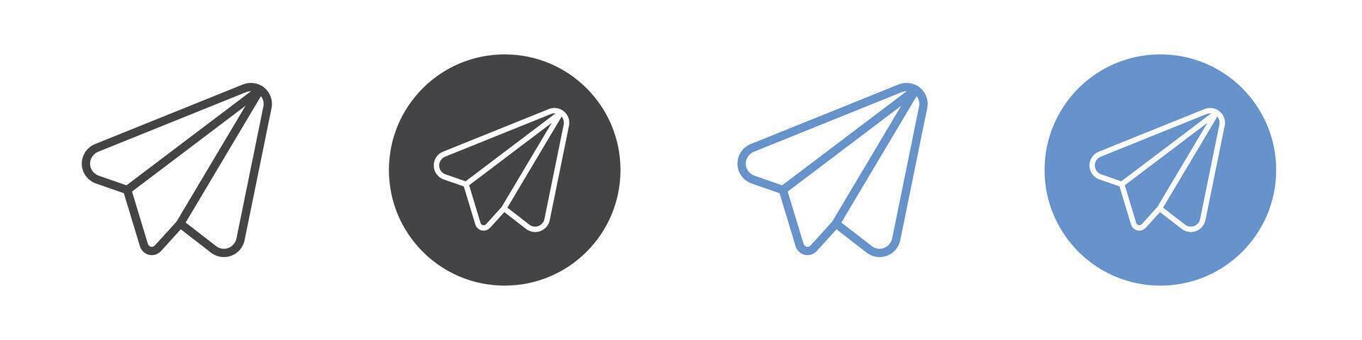 Telegram icon Flat set in black and white color vector