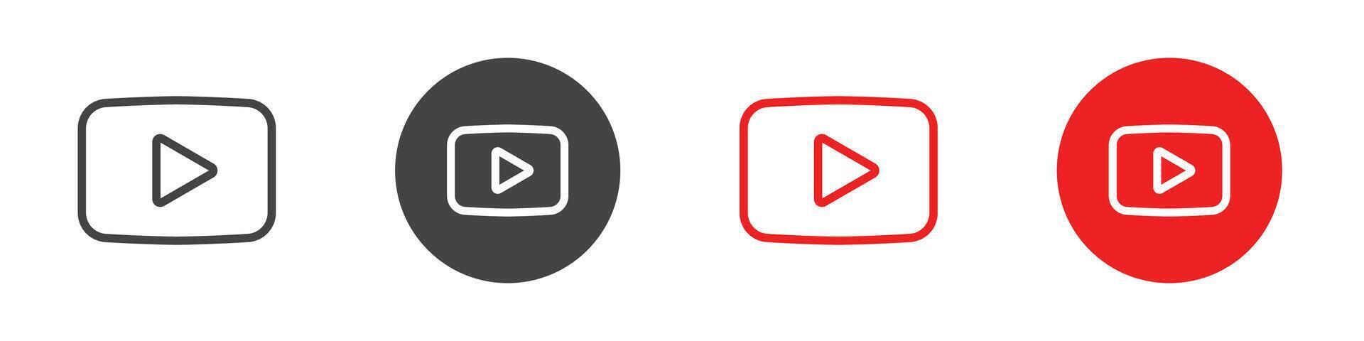 Youtube icon Flat set in black and white color vector