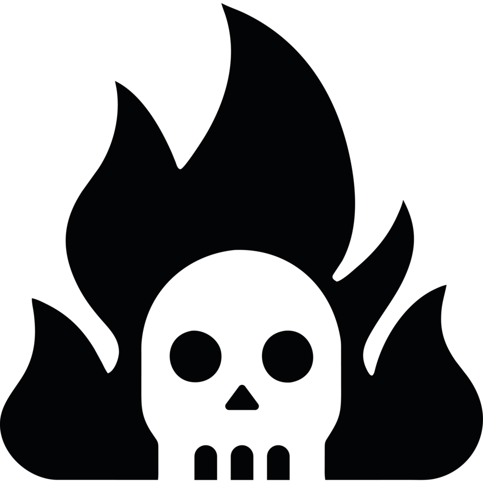 A skull with flames on it png
