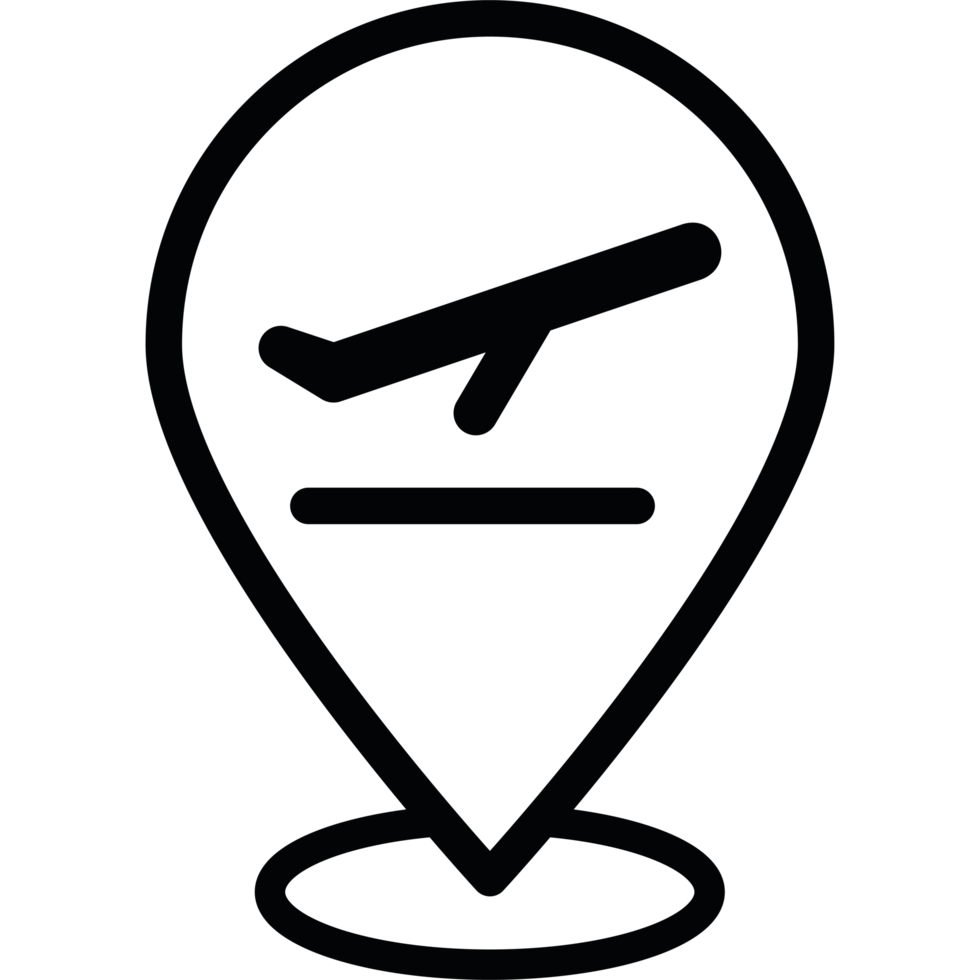 A black and white pin with a plane on it png