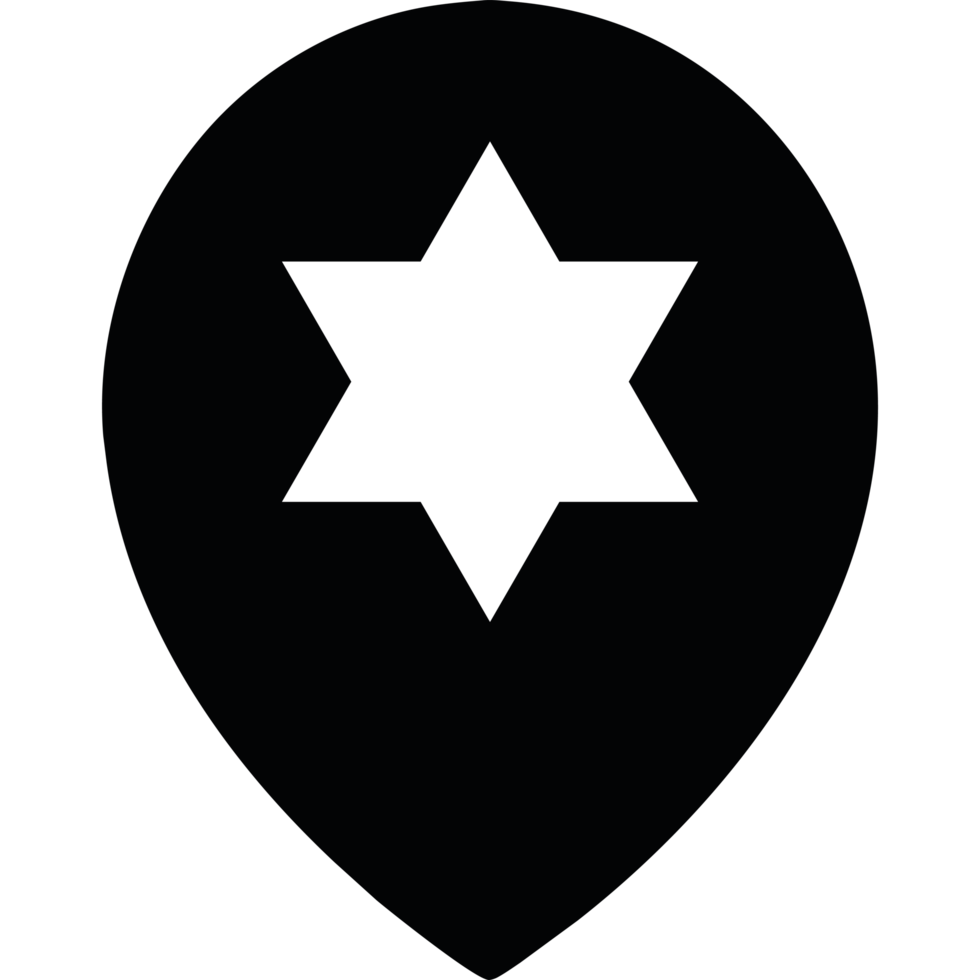 A black star of david on a map png