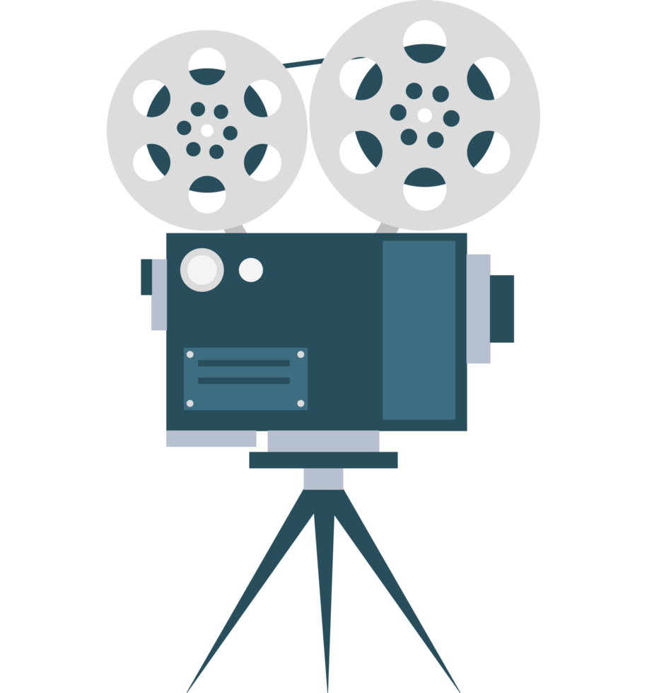 A movie camera with two film reels on a tripod png