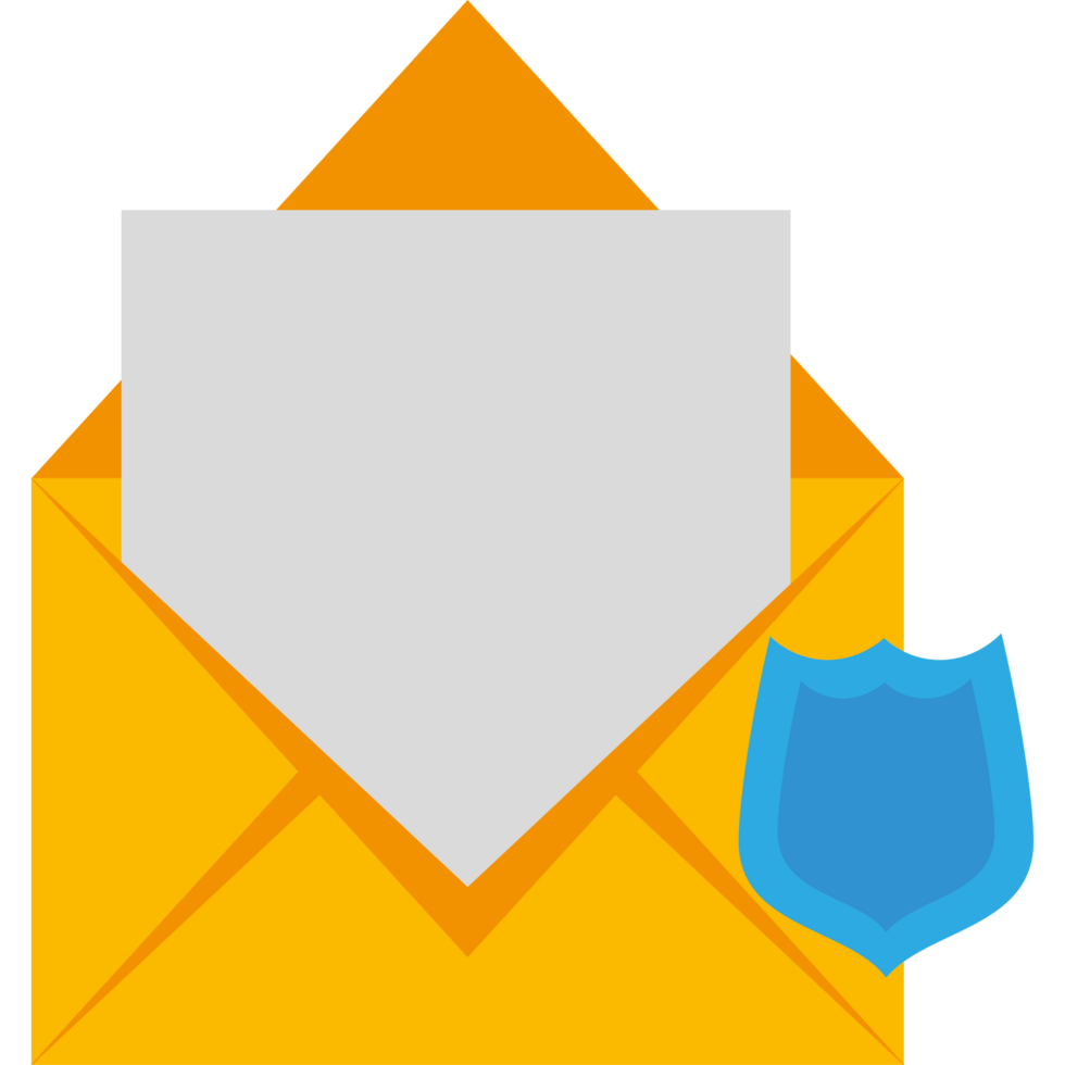 An envelope with a shield and a shield icon png