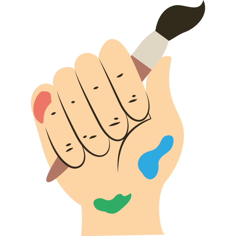 A hand holding a paintbrush and a paintbrush png