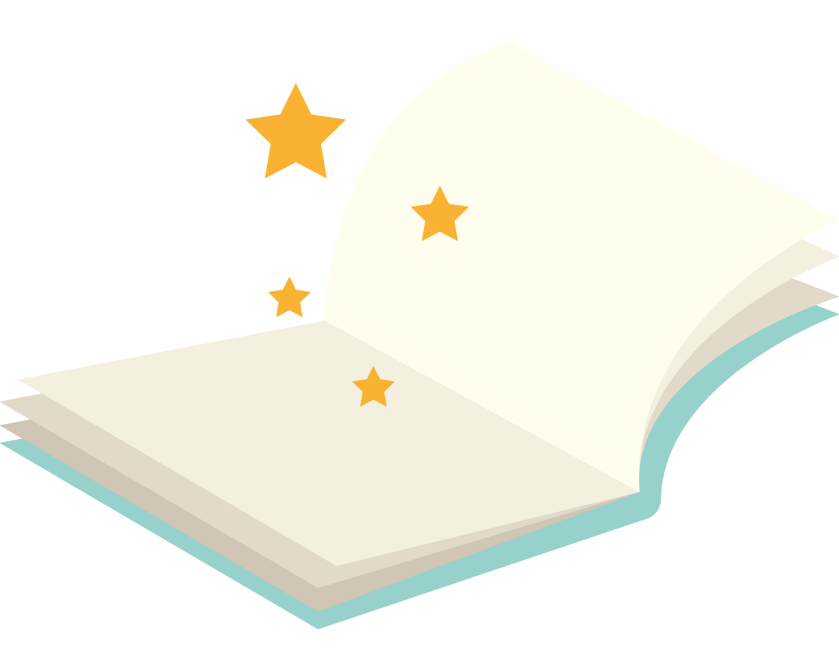 An open book with stars on it png