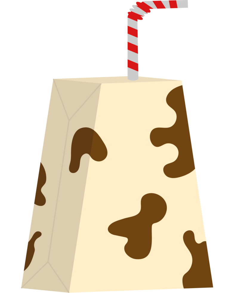 Milk carton with straw png