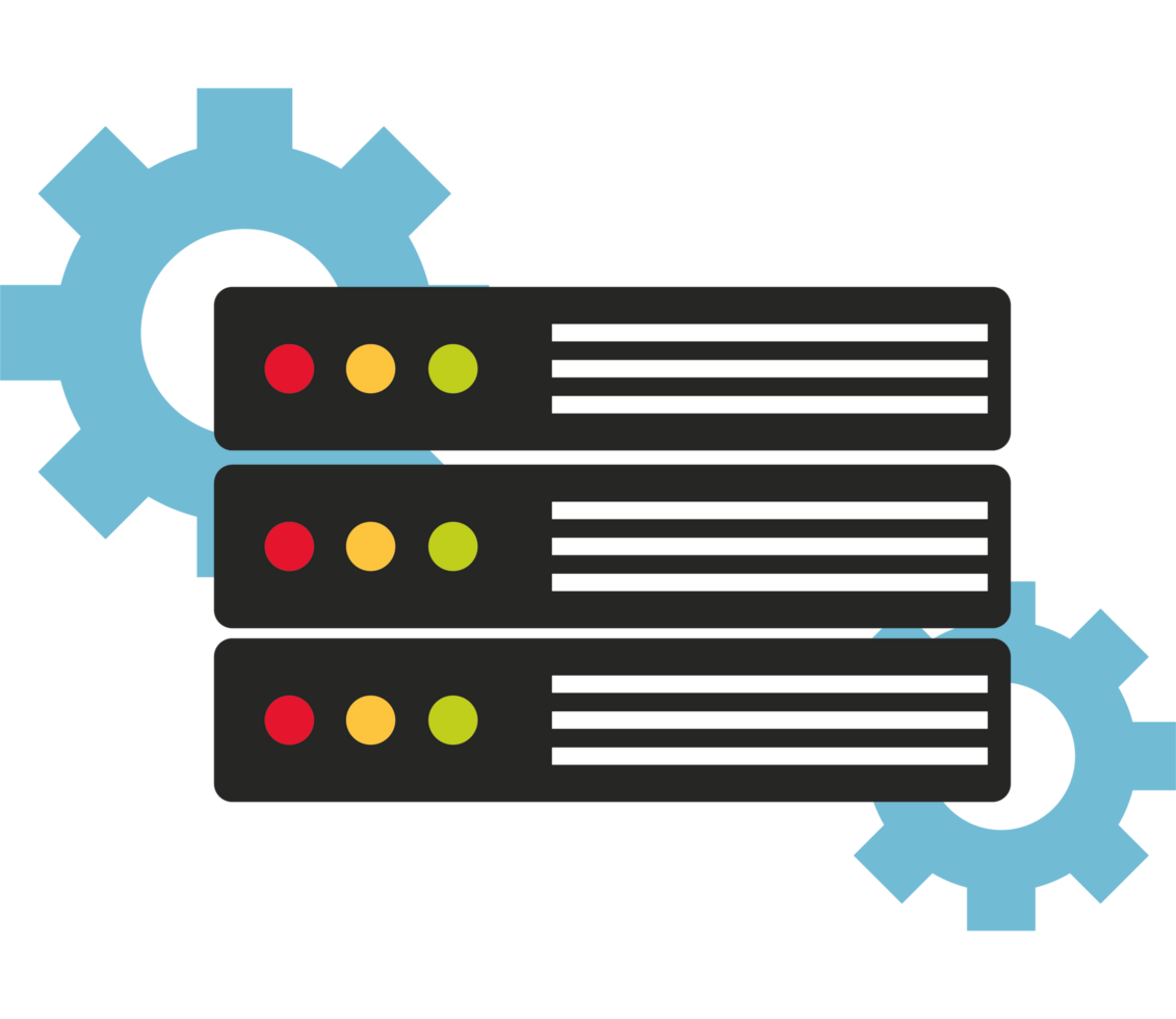 A server with gears and a red dot png