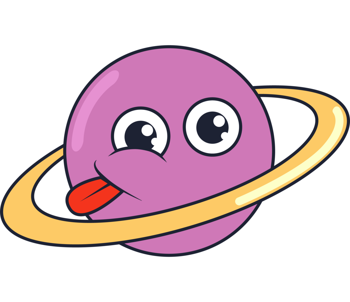 Cartoon planet with a tongue sticking out png