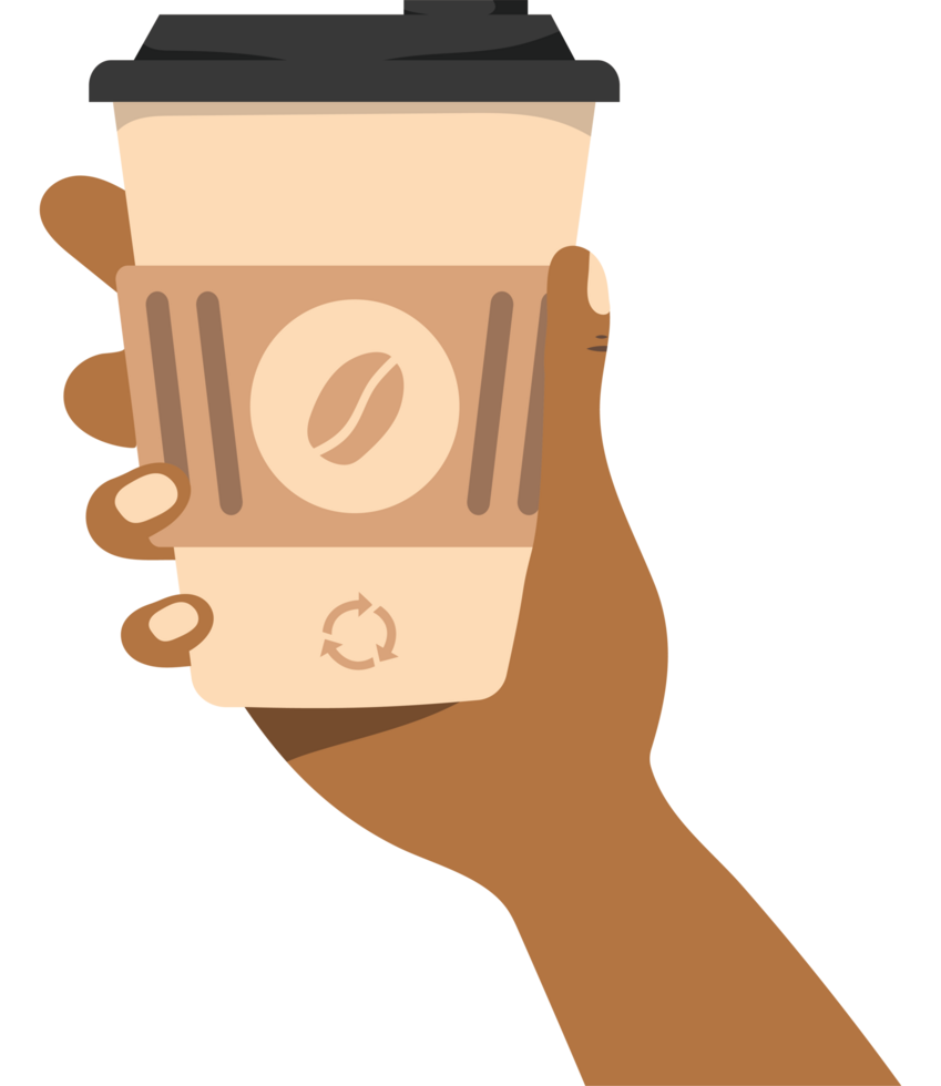 A hand holding a coffee cup png