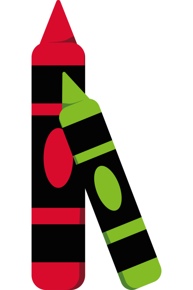 Two crayons are shown in red and green png