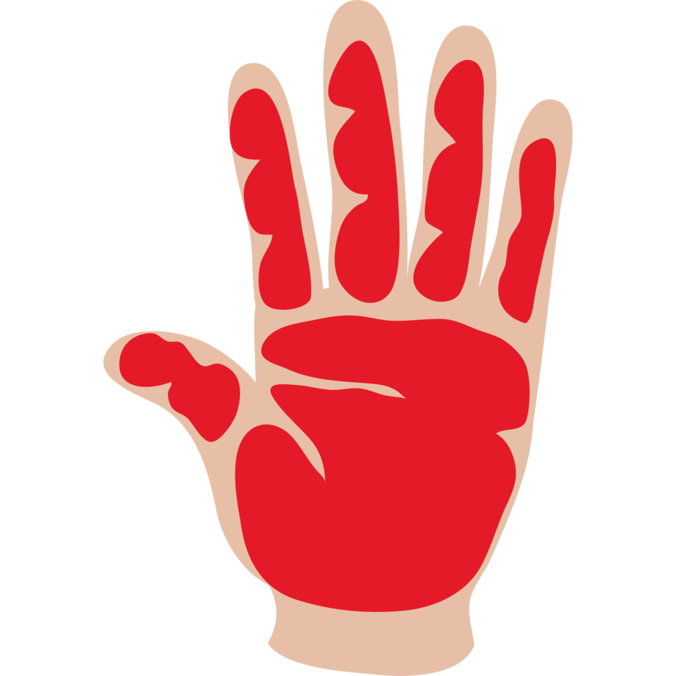 A red hand with a red hand print png