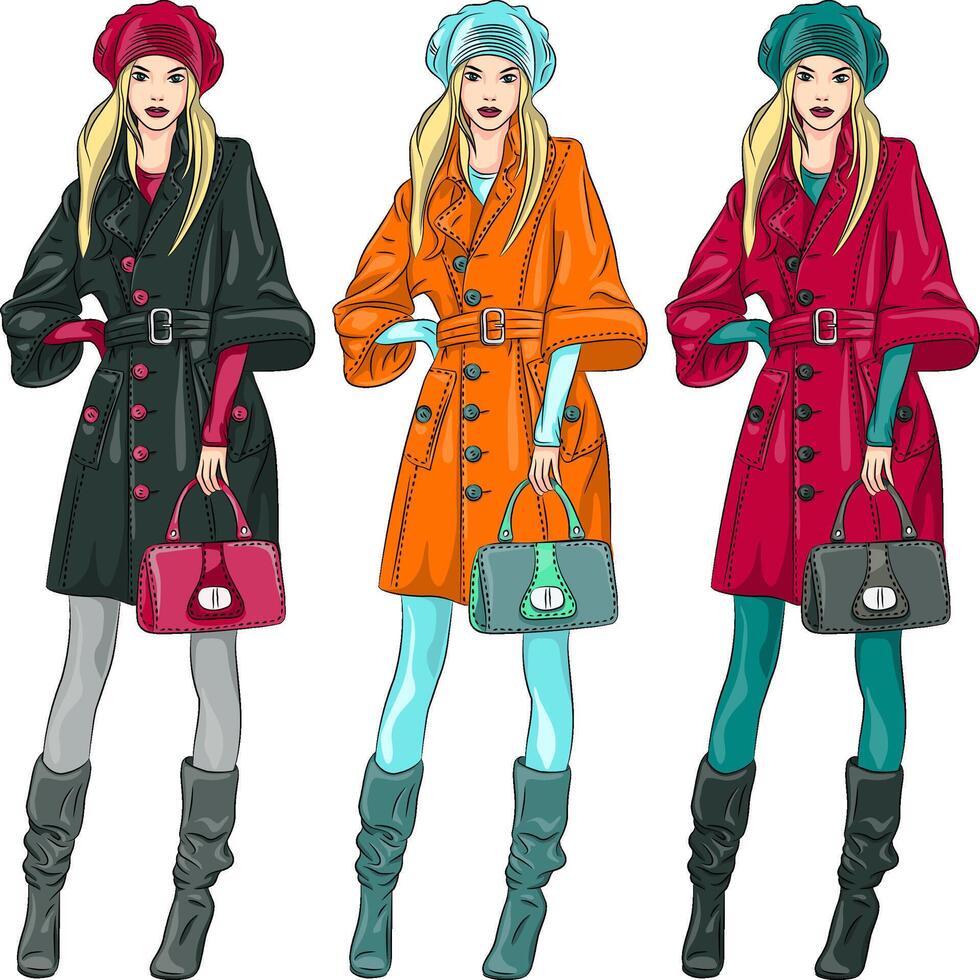 beautiful fashion girls top models vector