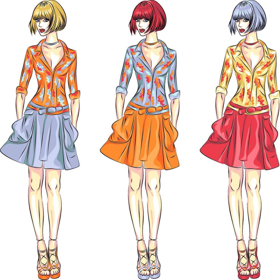 beautiful fashion girls top models vector