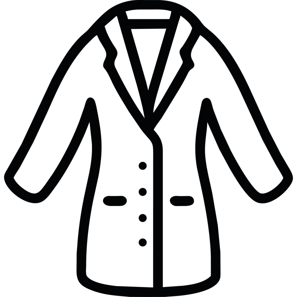 A black and white illustration of a coat png