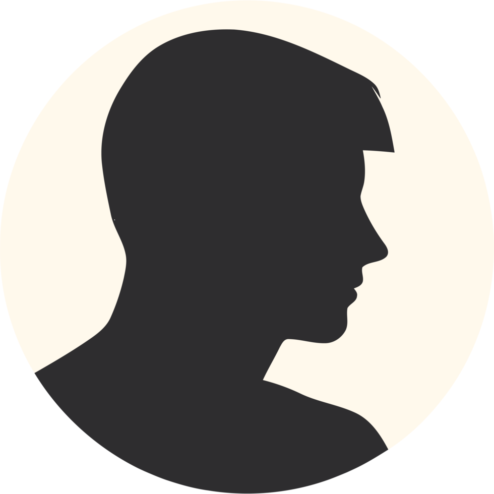 A silhouette of a man's head in a circle png