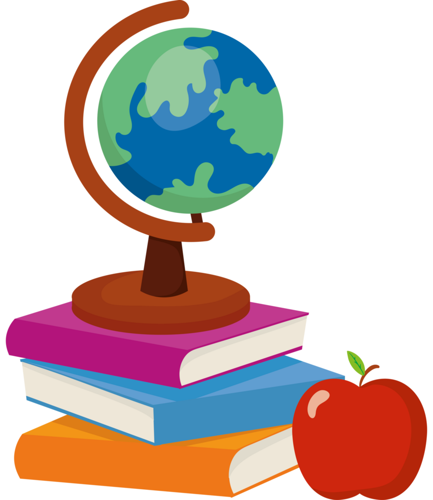 Clipart of books and globe png
