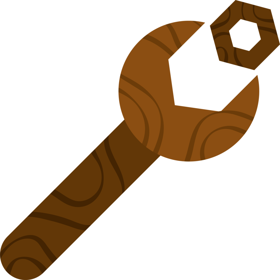 A wrench with a wooden handle and a hexagon png