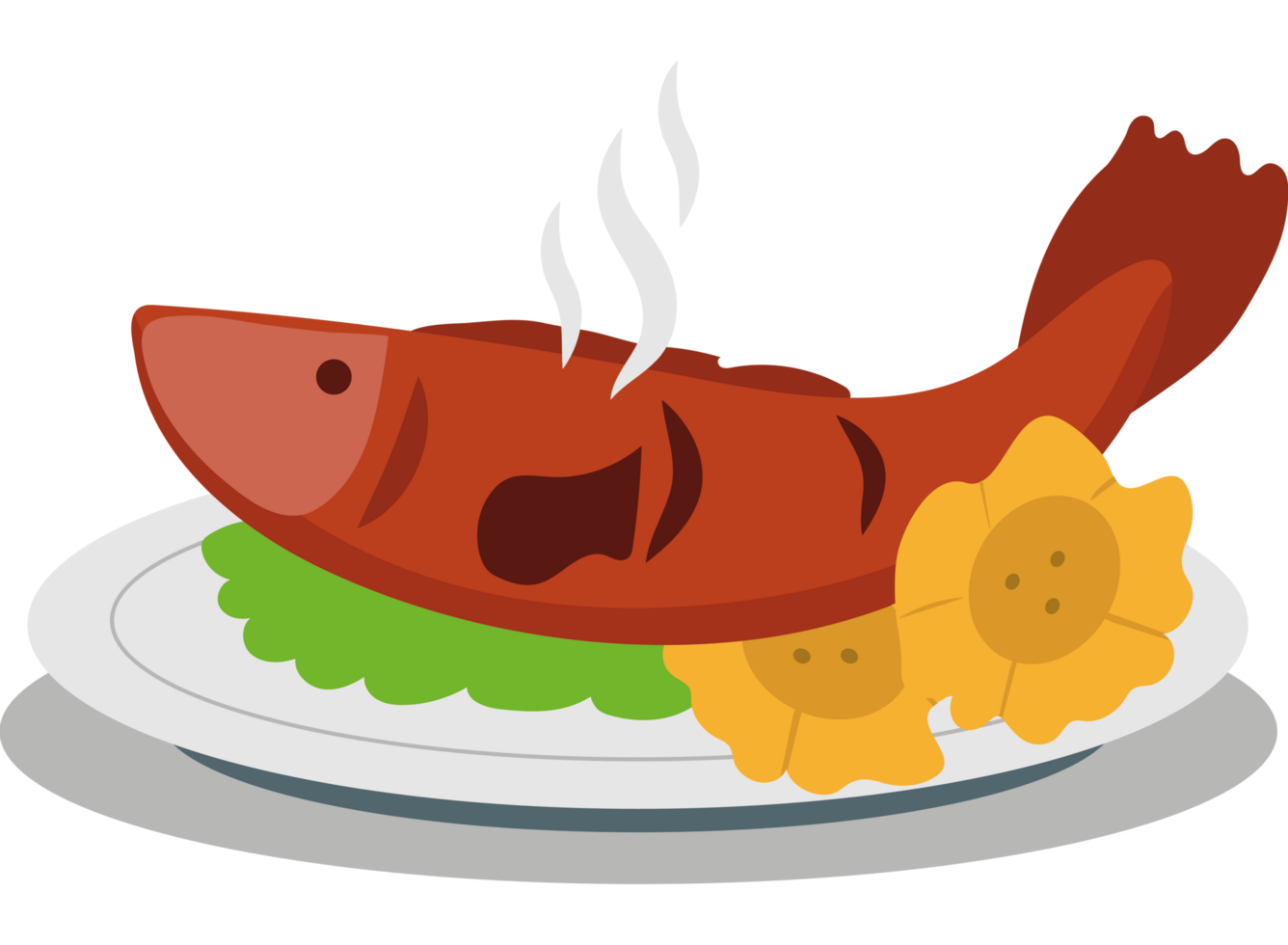 Fish and vegetables on a plate png