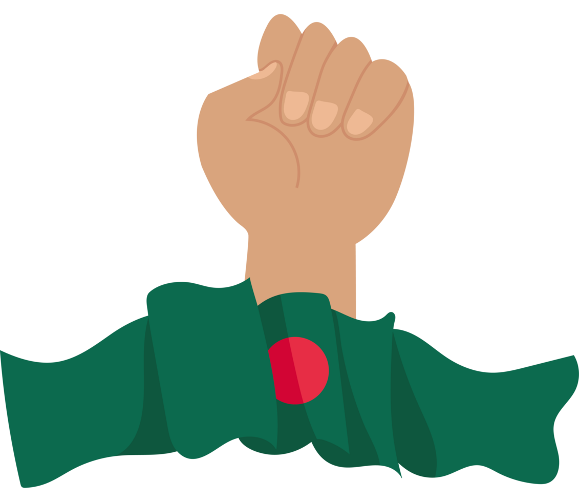 A hand holding a flag with a fist in it png
