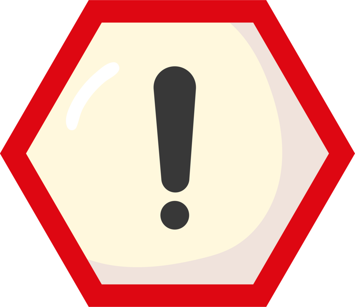 A red and white octagon with an exclamation mark png