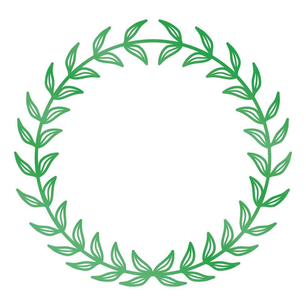 Green circular frame background hand-drawn branches and leaves . illustration vector