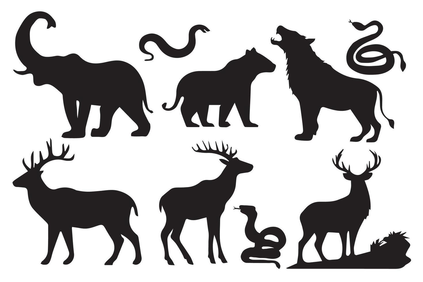Set of wildlife animals illustration. illustration vector