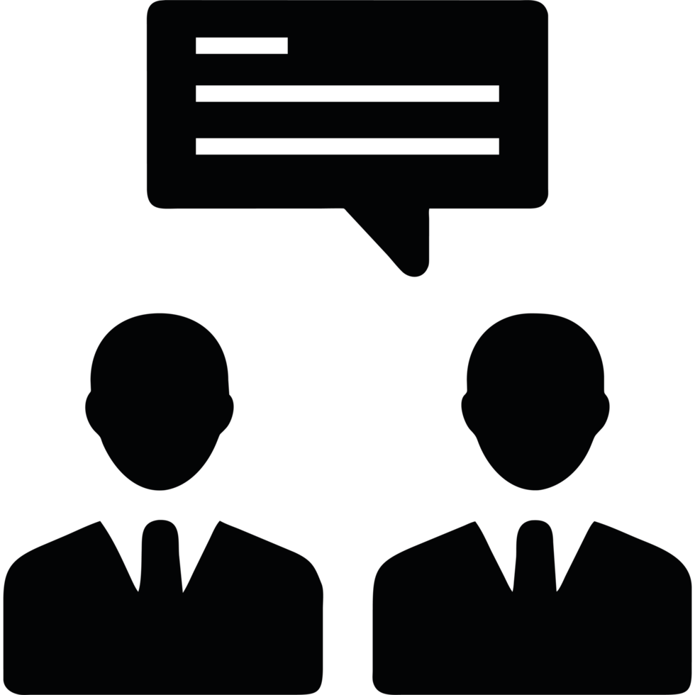 Two people are standing next to each other with a speech bubble png