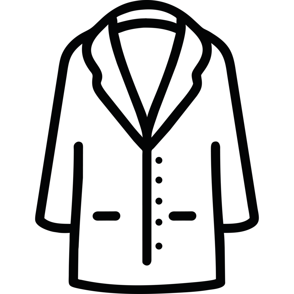 A black and white illustration of a coat png