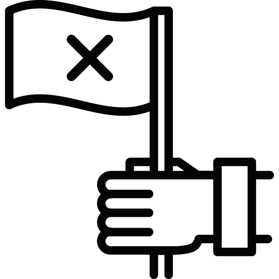 A hand holding a flag with a crossed out cross png