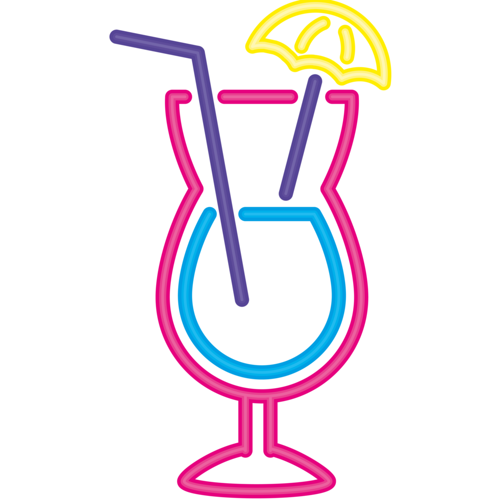 A neon sign with a cocktail and umbrella png