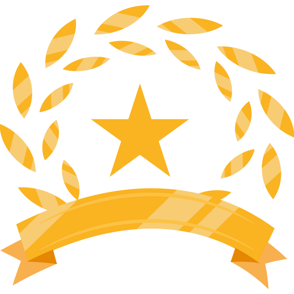 A star and laurel wreath with a ribbon around it png