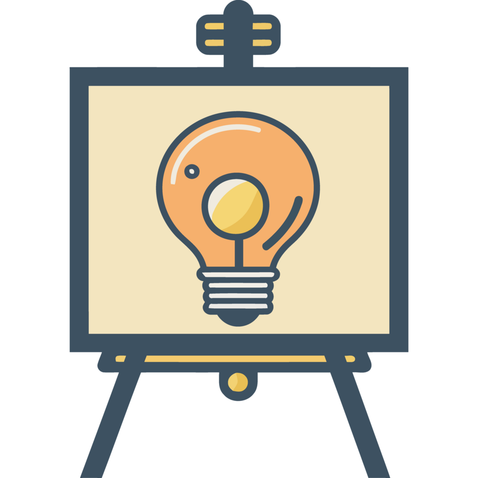 An image of a light bulb on an easel png