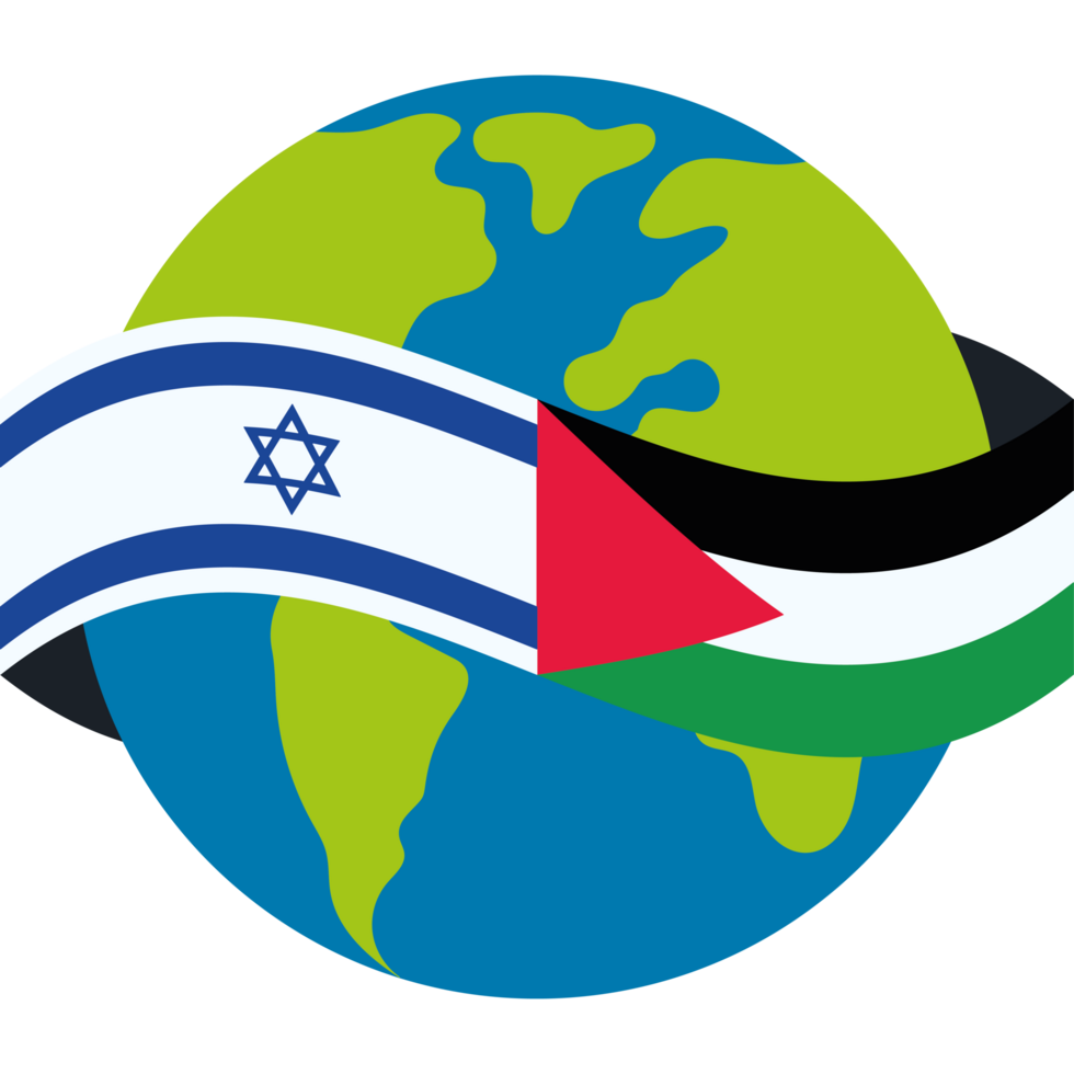 Israeli flag on the earth png