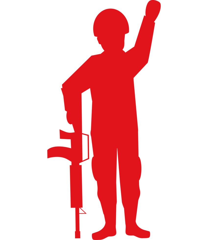 A silhouette of a man holding a rifle png