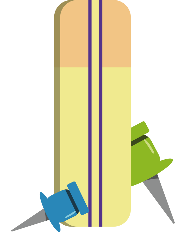 A yellow and green board with two pins png