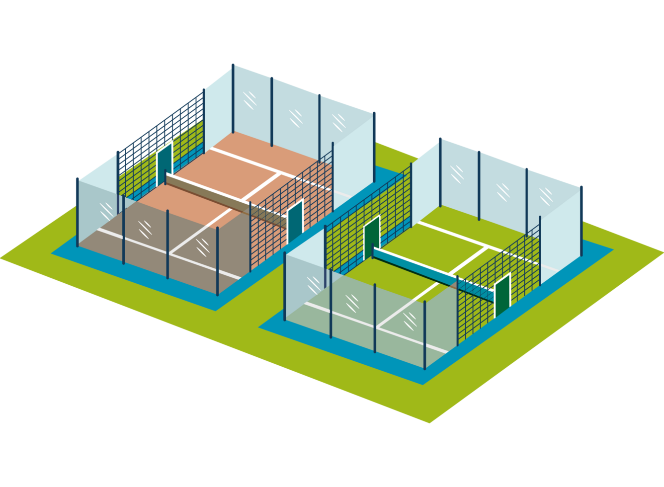 Two tennis courts with nets on top of each other png