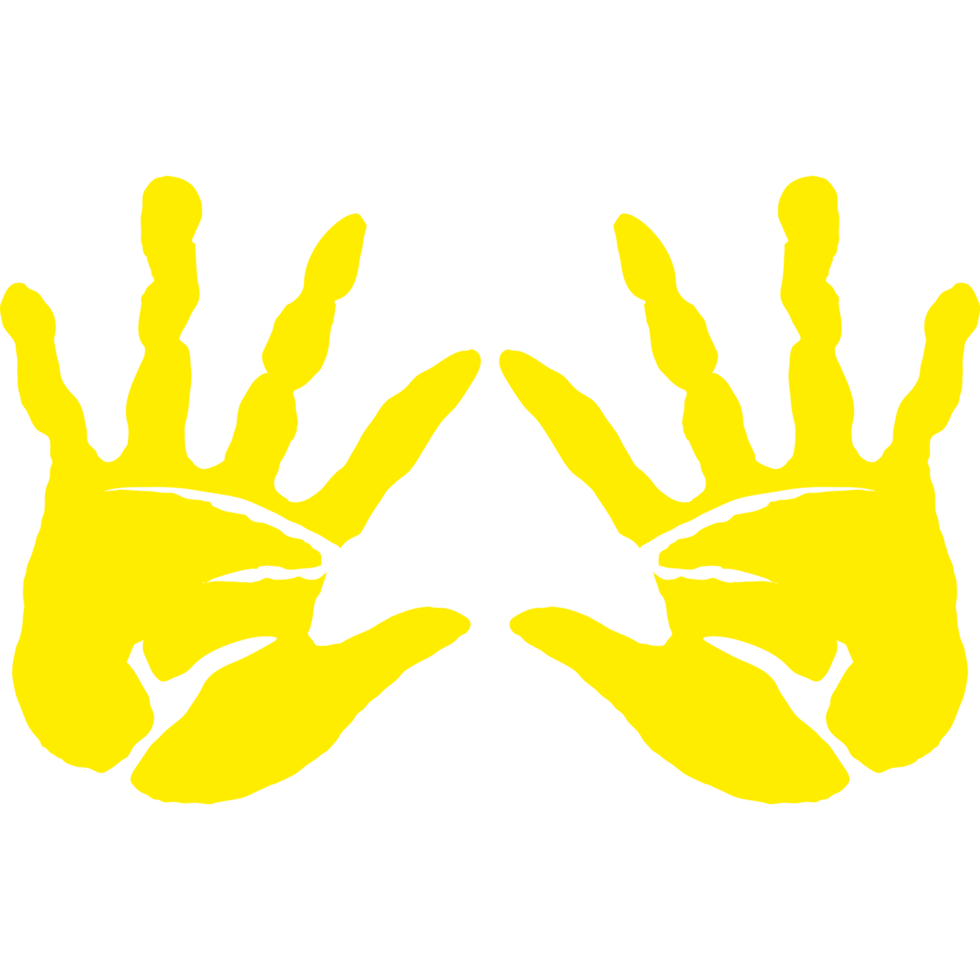 Two yellow hands with one hand in the middle png