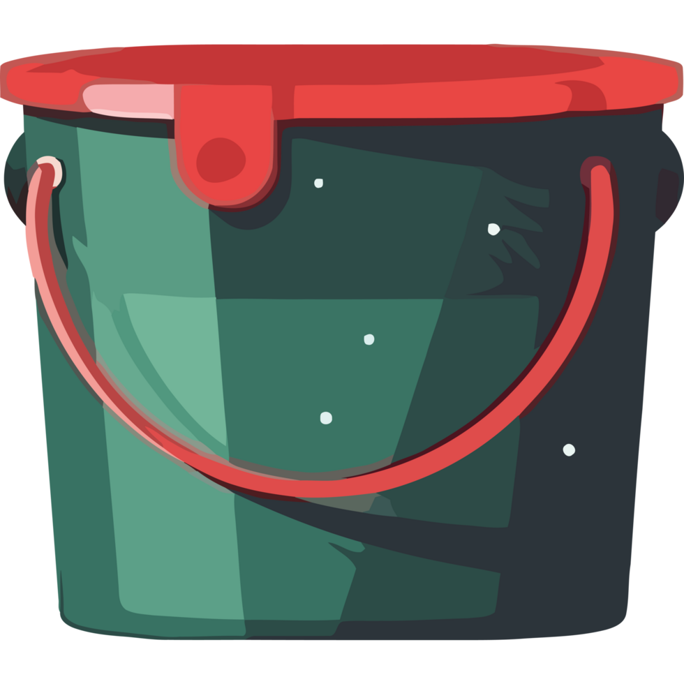 A green bucket with red handle png