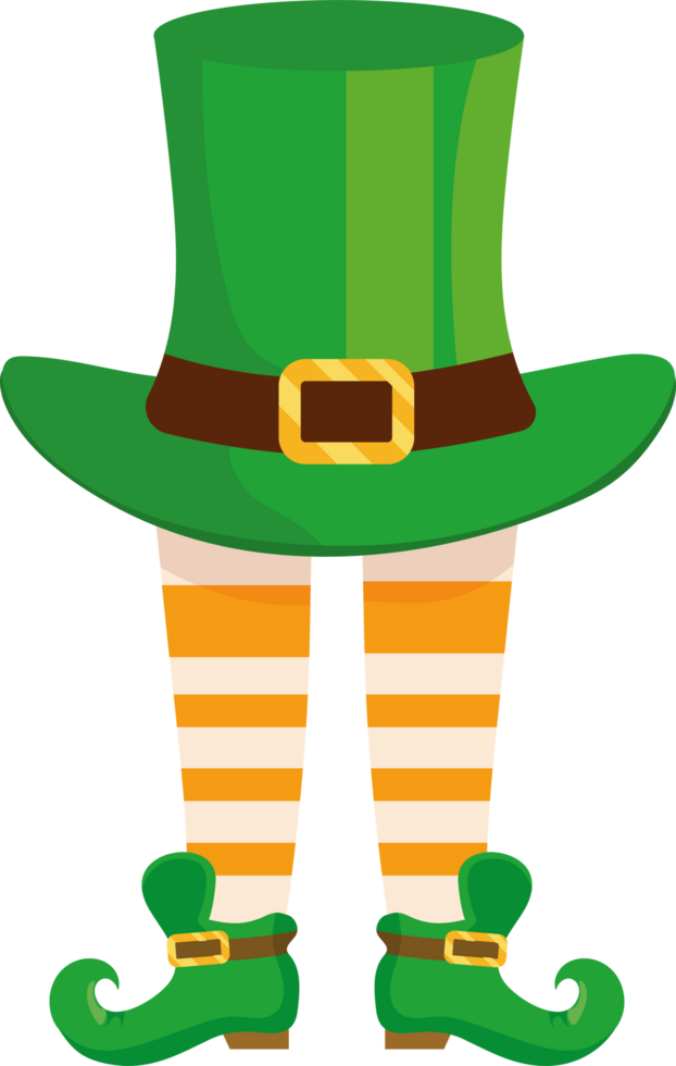 A leprechaun wearing a green hat and striped socks png