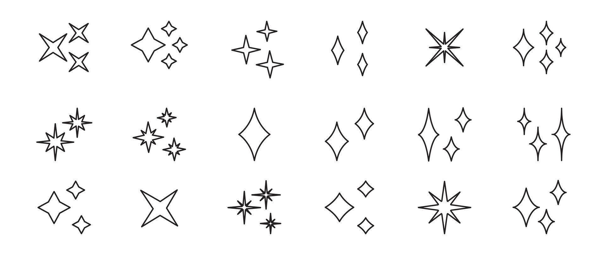 Star icons collections line style.Illustration featuring a diverse collection of stars. illustration vector