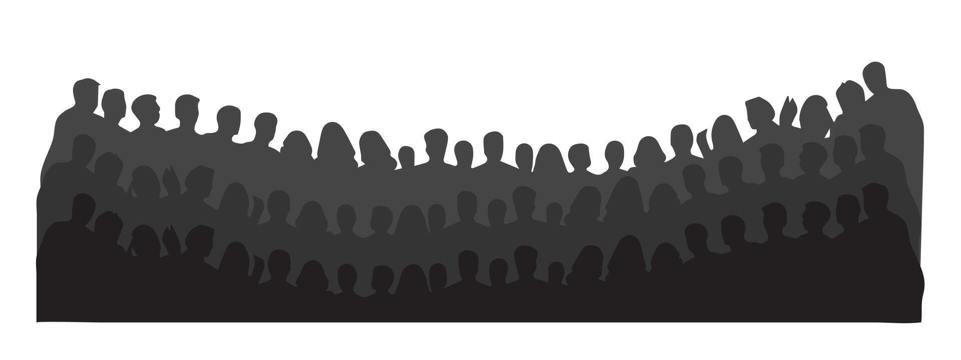 Head silhouettes of men and women. Spectators, audience, beholder, viewer, onlooker. illustration vector